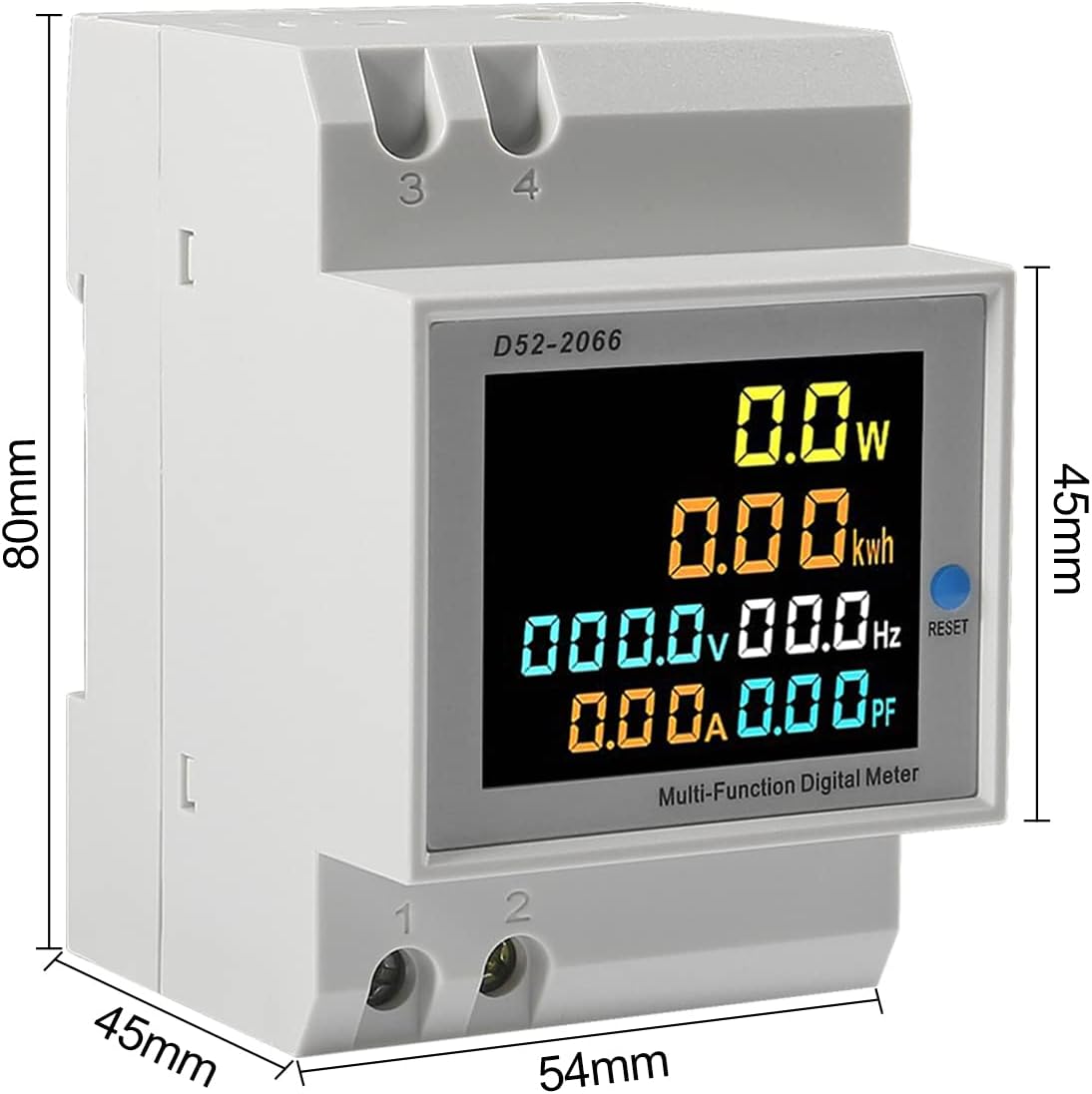 AC 40-300V 100A Electricity Usage Monitor Multimeter, 6 in 1 Multimeter Digital Power Energy Meter Single Phase Din Rail Voltmeter Ammeter Watt Frequency Power Factor Energy (Built-in CT)