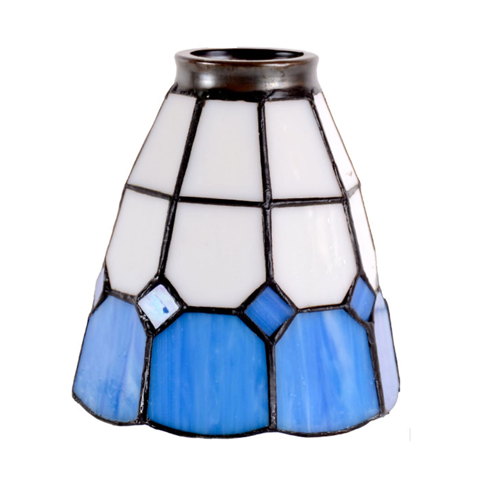 BOTOWI Tiffany Lamp Shade Replacement 5 Inch Mediterranean Stained Glass Lampshade 1-5/8-Inch Fitter Opening Only for Pendant Lamps Wall Light Ceiling Light Chandeliers Floor Lamp Table Lamp,Blue