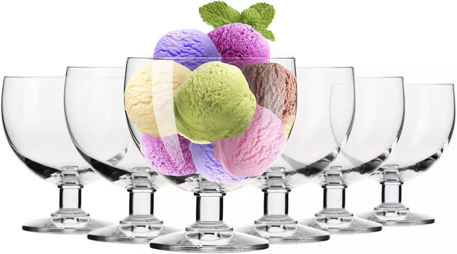 KROSNO Pucharki do Lodów, Deserów i Owoców Tasting, Zestaw 6 x 350 ml | Szkło Kryształowe Bezołowiowe, do musów, panna cotty, sorbetów, galaretek i słodkich przekąsek, zmywarka