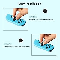 Vista 6 de 6 tapas de silicona para el pulgar de Joycon, antideslizantes, de silicona analógica para el control Nintendo SwitchOLEDLite Joycon (negro y blanco)