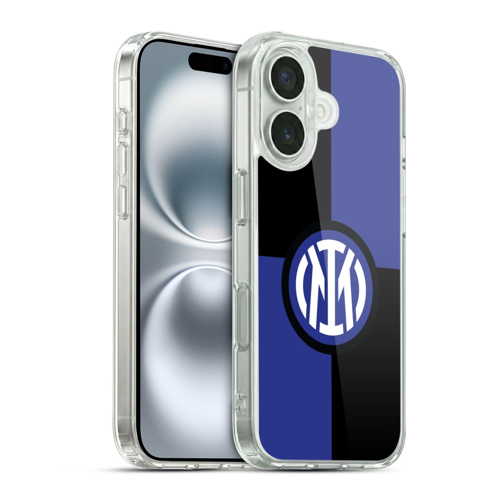 Head Case Designs Licenza Ufficiale Inter Milan Bandiera Distintivo Custodia in Gel [Protezione di Grado Militare] Compatibile con Apple iPhone 16 E Compatibile con MagSafe