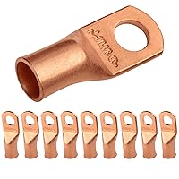 Vista 351 de SELTERM - 2 terminales de anillo resistentes para cable de batería, calibre 4 AWG, pernos de 3/8 pulgadas, terminales de calibre 4, ojales de cobre