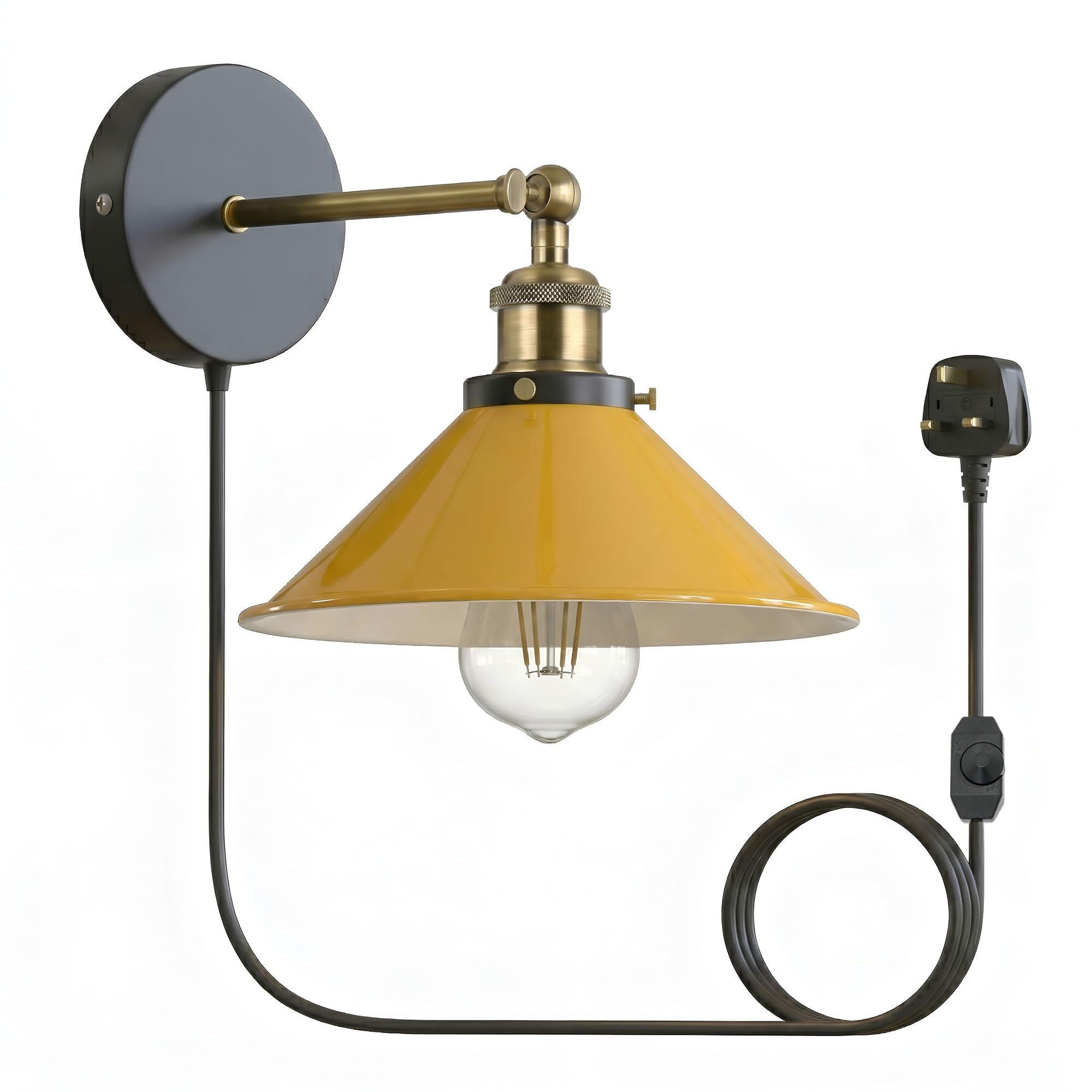 Plug in Wall Light for Bedroom E27 - Modern Plug in Wall Lamp with Plug 180° Rotatable - Indoor Wall Sconce Light with Dimmable Switch - Wall Lights for Living Room Kitchen - Bulb Not Included — image 1