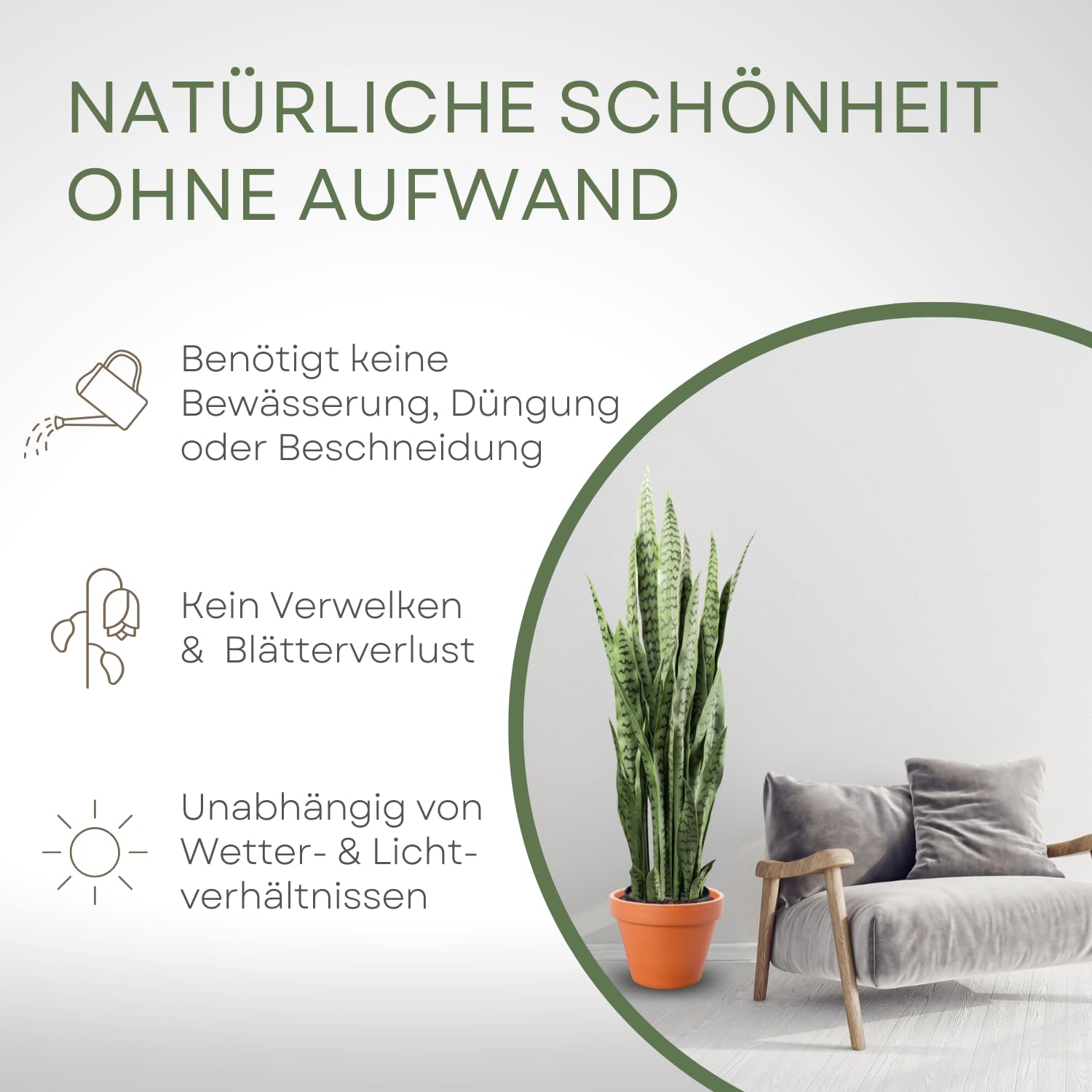 Künstlicher Bogenhanf 110 Cm – Lebensechte Kunstpflanze Im Topf, Pflegeleicht Fürs Zuhause