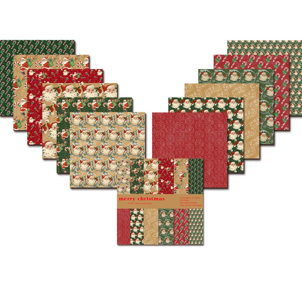 Papier do scrapbookingu, Podkładka papierowa 6"x6" do tworzenia kartek, 48 arkuszy papieru jednostronnego, papier dekoracyjny do rękodzieła, artykuły do ​​scrapbookingu na święta(Design 2)