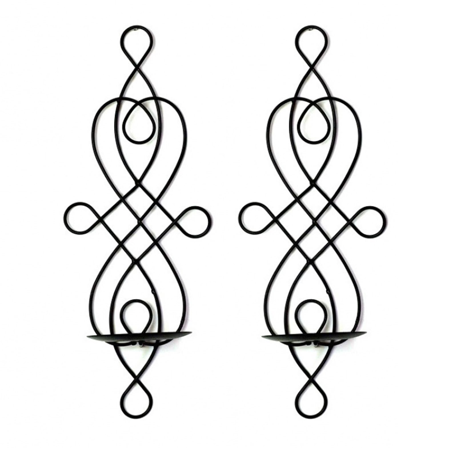 QIXCXAZ Farmhouse Sconces Wall Decor Set Of 2 Exquisite Candle Sconces Iron Wall Decor Unique Candle Holders Vintage Charm Any, Black