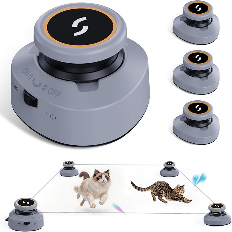 Jripae Juguetes interactivos para gatos de interior DIY Multi-Track Chase | Velocidad ajustable, cinta de correr eléctrica celular, juguete con señuelo de plumas, autojuego para gatitos aburridos, gatos adultos, caza, instinto, ejercicio, carrera