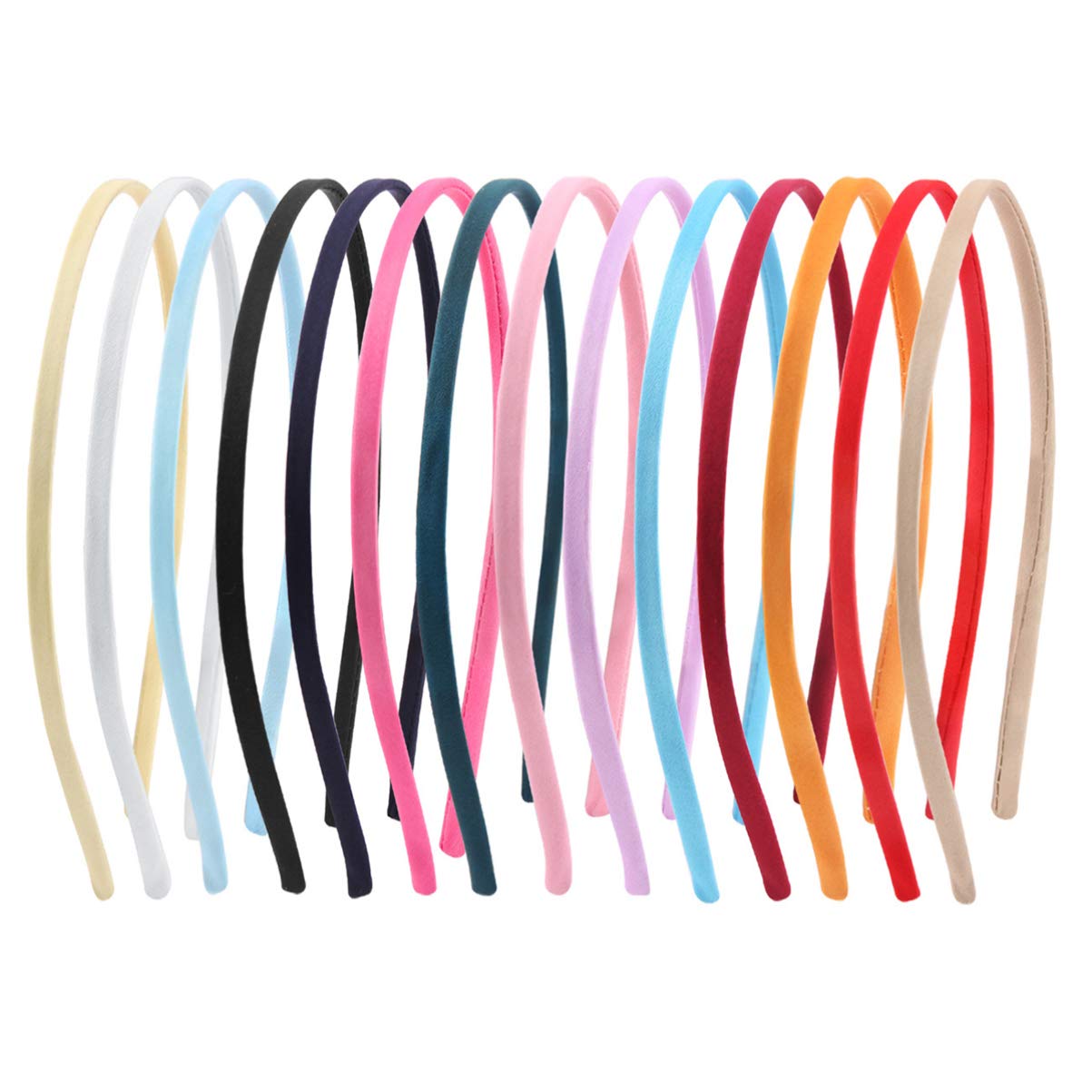 Satin Covered Hair Band Hair Fabric DIY Cloth Headbands Headwear for Lady Girl 56pcs