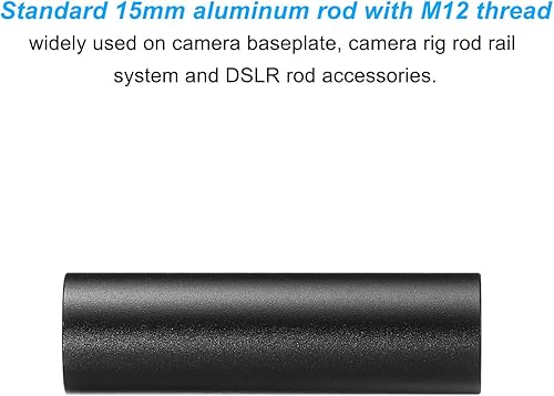 Miniatura 3 de PATIKIL Varilla de 2 pulgadas de 0.591 in, paquete de 2 varillas de cámara con rosca hembra M12 aleación de aluminio para sistema de soporte de riel