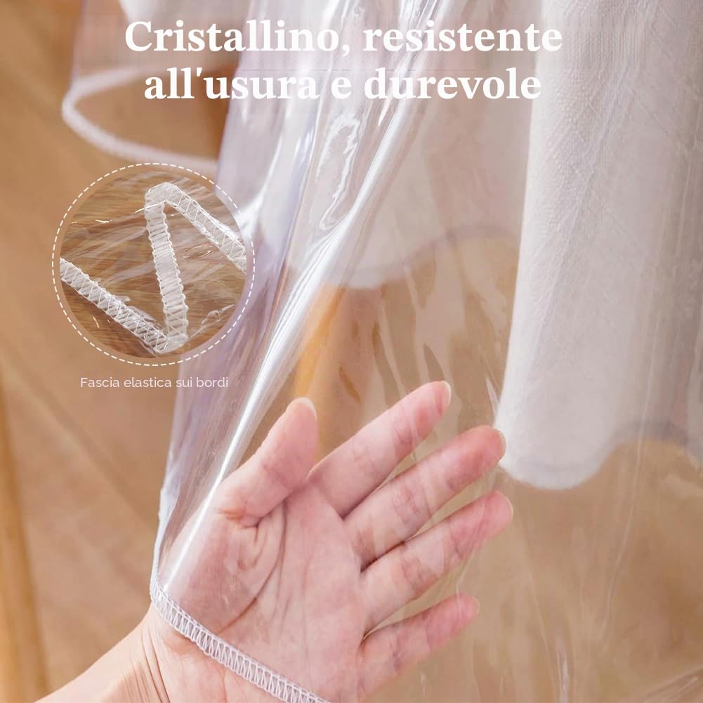 DASIAUTOEM Tovaglia trasparente rotonda, PVC trasparente, diametro 180 cm