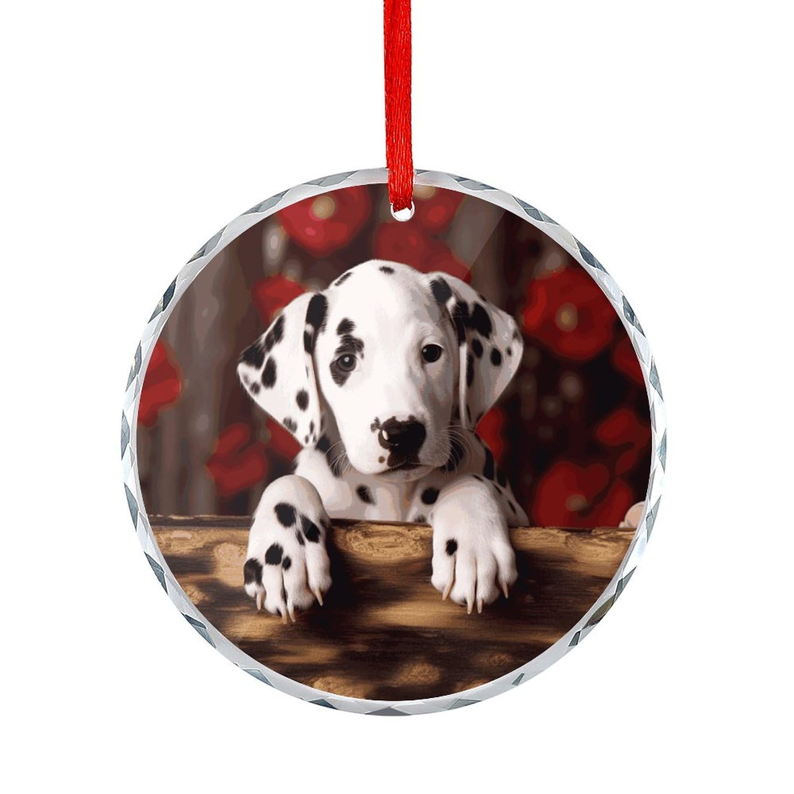 Btcowzrv Style Dalmatian Puppy Round Ornament Hanging Pendant Decor