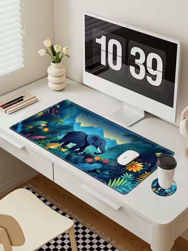 Image of Gaming Mouse Pad Large Mousepad Elephant Desk Mat XXL Big Desk Pad Rubber Base Computer Pad with Stitched Edges Mouse Mat for Work Game Home Office