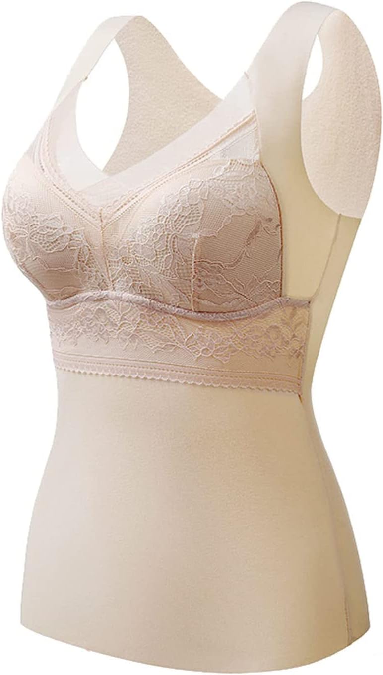 2-in-1 Built-in Bra Thermal Underwear Women's Thermal Underwear with Built-in Bra Warm Base Layer Vest