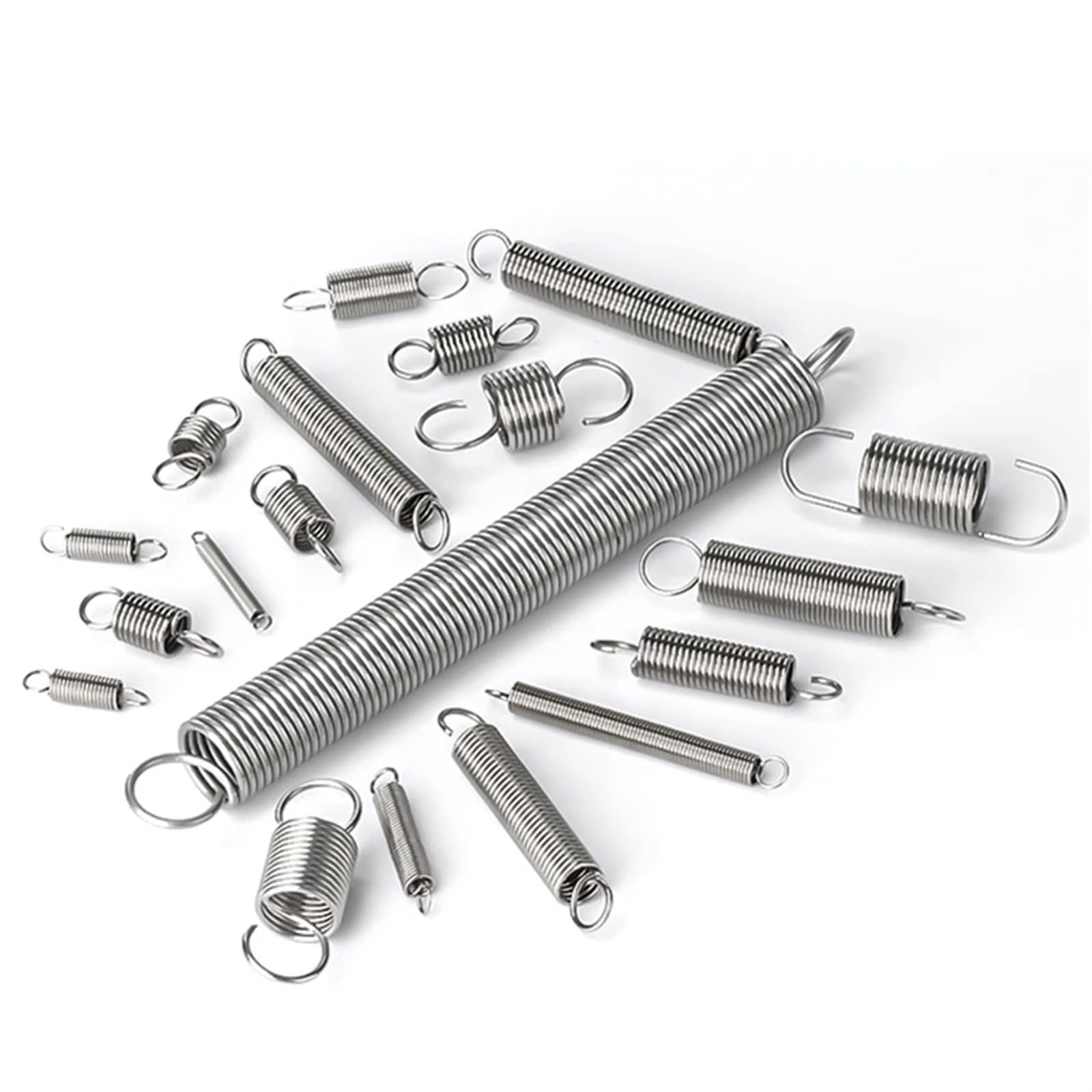 Molla elicoidale di Estensione a trazione cilindrica elicoidale in Acciaio Inossidabile con Gancio di Tensione, Diametro del Filo 1,2 mm 1,5 mm Molle di Tensione(200mm(2pcs),8MM_1.5MM)