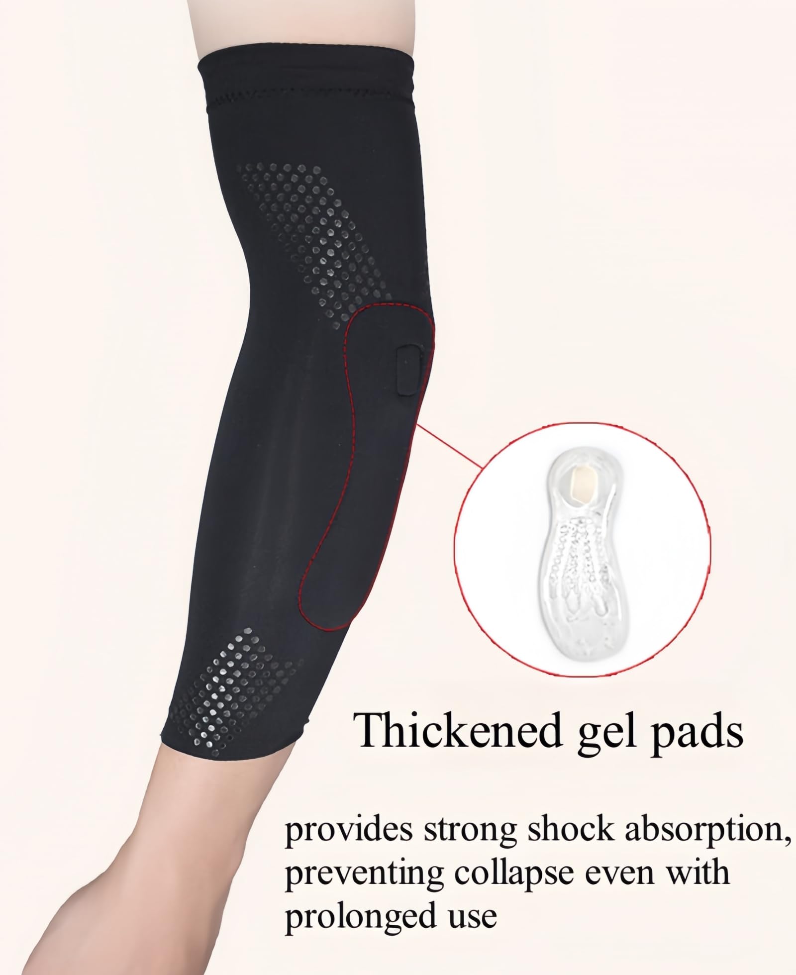 Jormino Gel Elbow Pads 1 Pair, Dance & Yoga Exercise Sleeve Pads for Elbows, Compresion Arm Brace for Youth Kids & Women, Men Black M