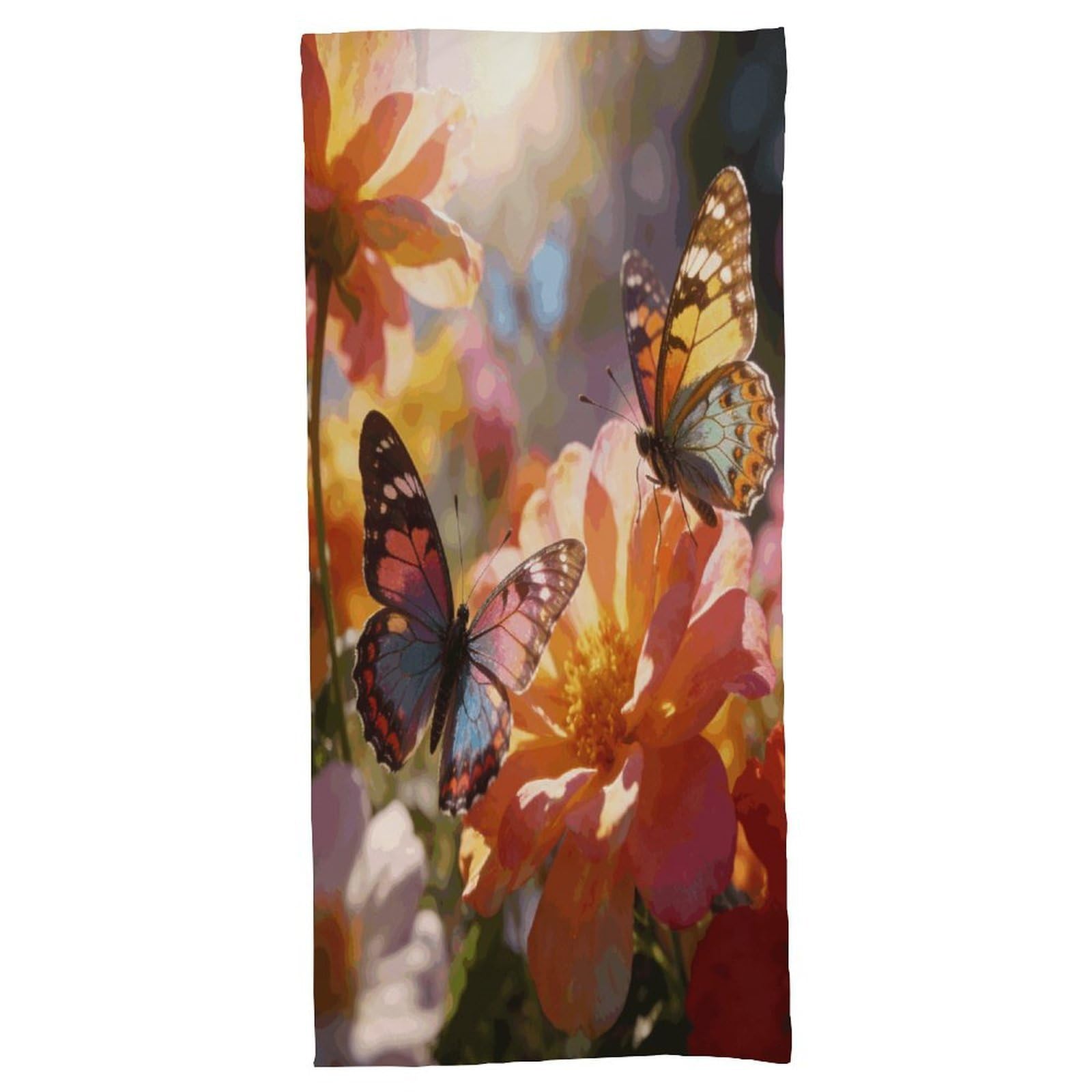 Fodpand Style Butterflies And Flowers Bath Towel, Highly Absorbent & Quick Drying Beach Towel, Compact & Lightweight Pool Towel For Bathroom, Beach, Pool, Gym, Spa, And Hotel Use