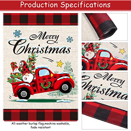 2 Pieces Christmas Garden Flags Christmas Decorations Outdoor Buffalo Check Plaid Truck Flag Double Sided Christmas Flags Xmas Outdoor Flag Winter Flag For Holiday Home Decoration, 18 X 12 Inches #TOP3