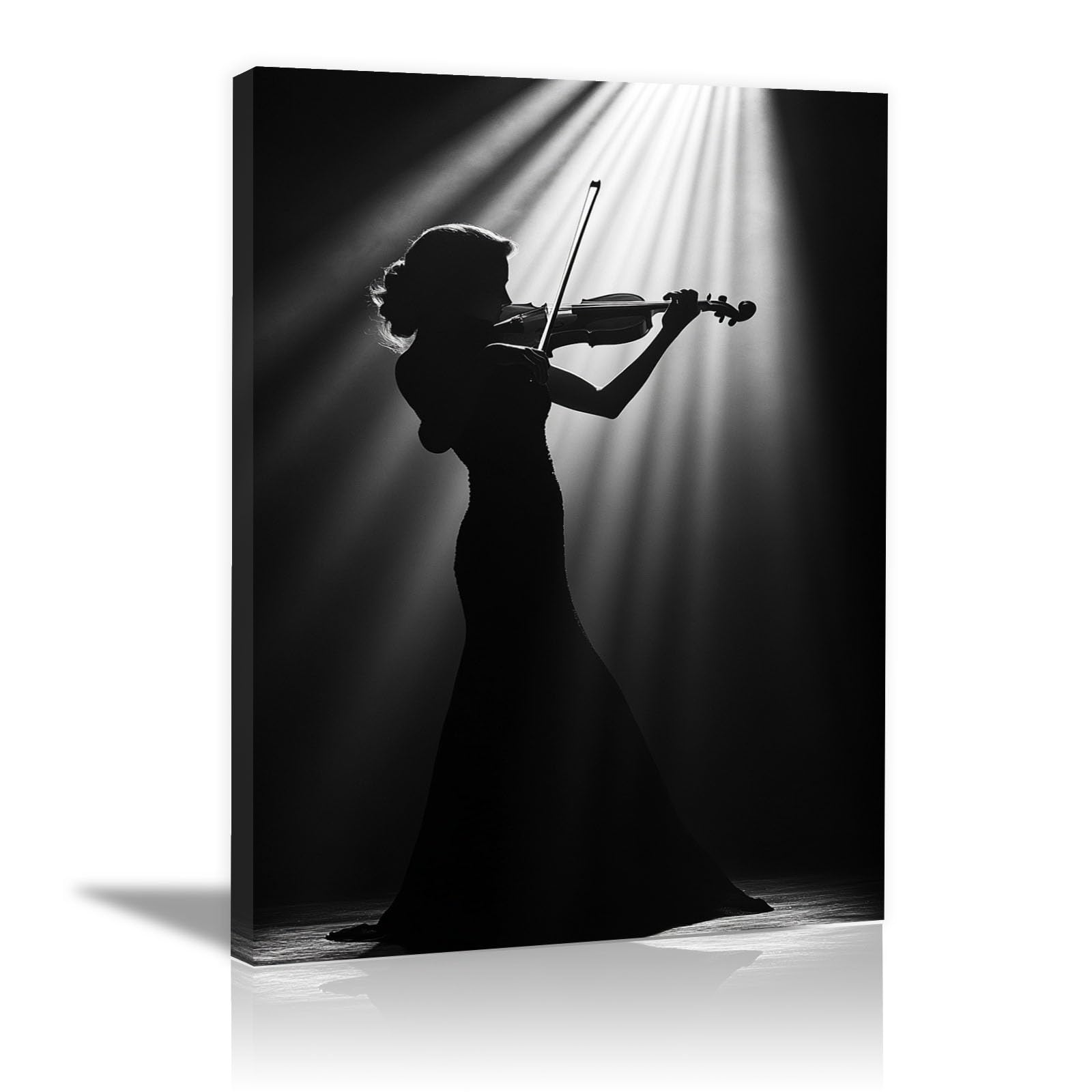 TERUEA Funny Bathroom Wall Decor Poster Violin Player Woman Silhouette Canvas Prints Wall Art Pictures Artwork for Bedroom Home Decor(Black)-70x100cm Framed