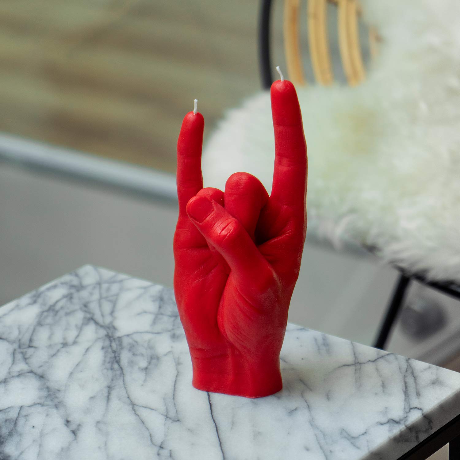 Candela Mano YOU ROCK - Segno Rock, Design Realistico 20x8x7.5 Cm, Regalo Originale Per Rockstar