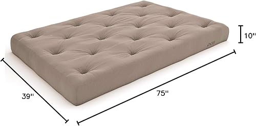 Miniatura 14 de Nirvana Futons Colchón de futón extra grueso de alta calidad de 10 pulgadas, sarga caqui, fabricado en Estados Unidos Caqui (Khaki Twill),Negro