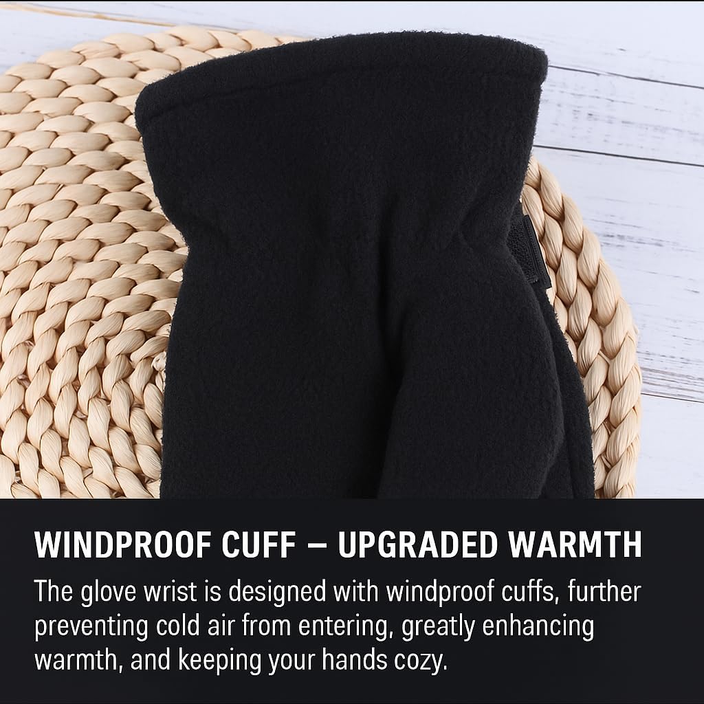Utaly Polar Fleece Driving Gloves Warmer - Double-layer Windproof Winter Gloves Cold Weather Warm Running Gloves - Image 6