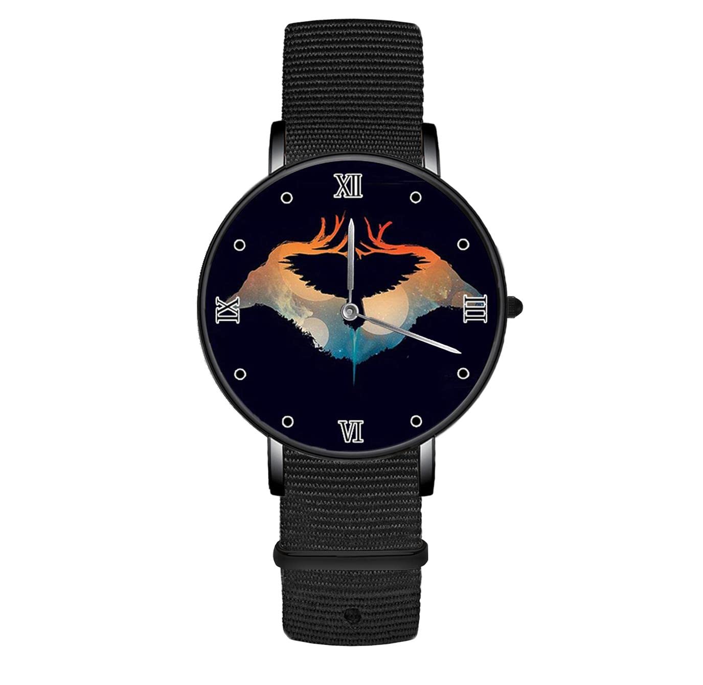 GenericNight Sky Over Savannah Watch Black Nylon Mesh Strap Watch Sports Business Casual Men's Women's Unisex Watch