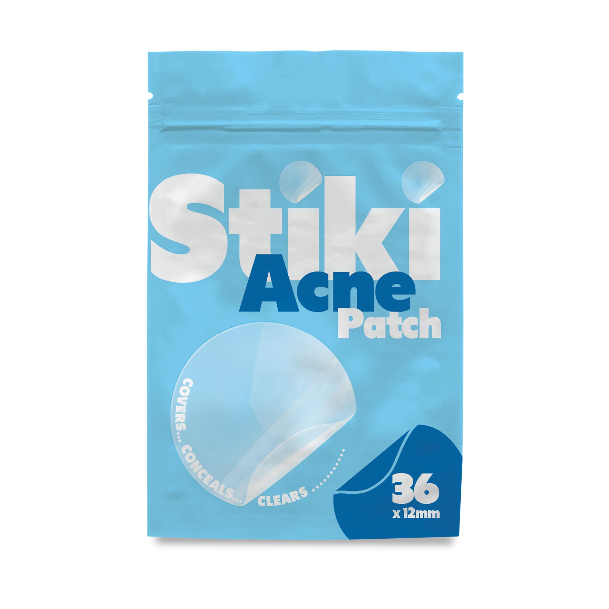 Stiki Acne Patches (36 Pack) – 12mm Hydrocolloid Pimple Patches for Spots & Blemishes, Invisible Acne Spot for Day & Night Use