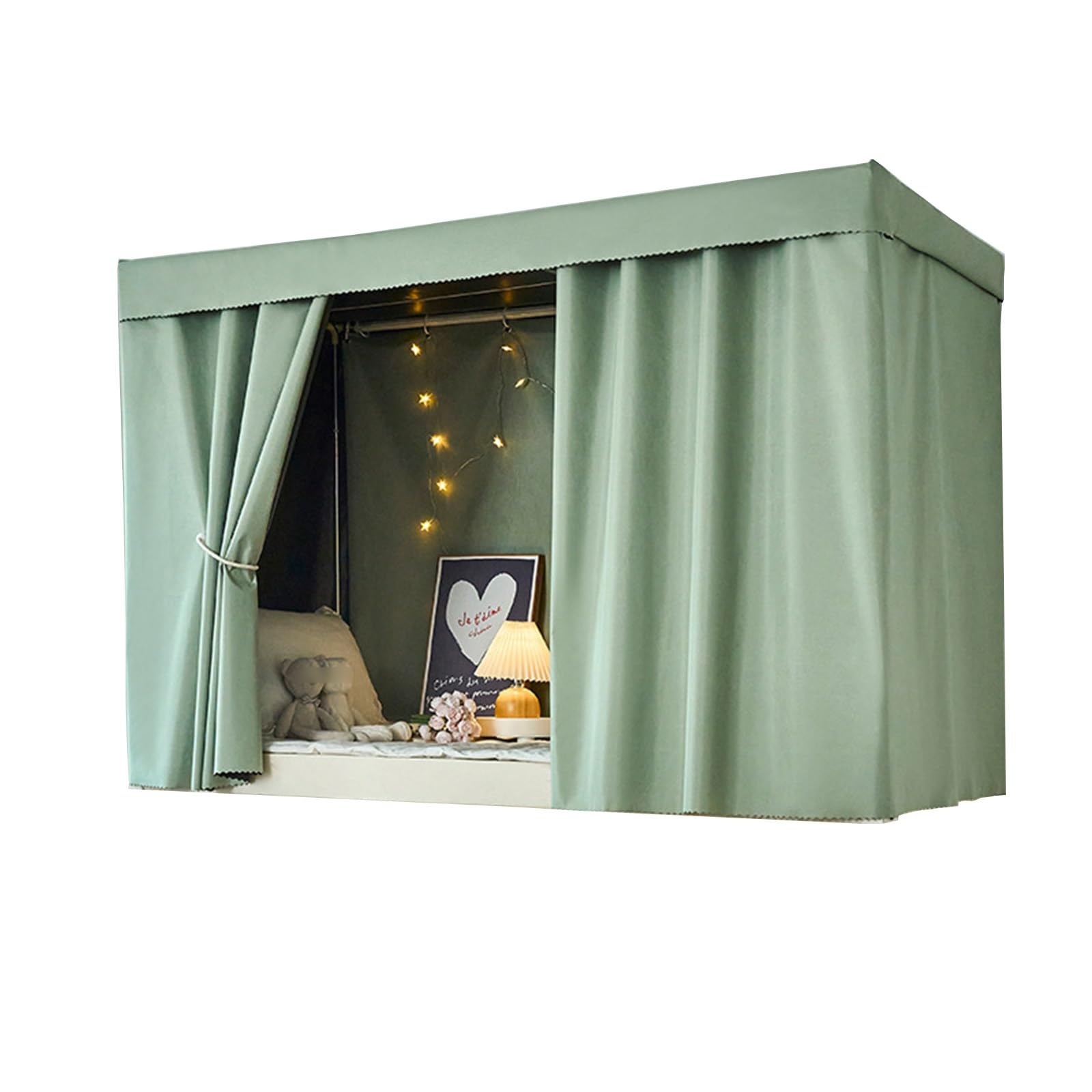 LVYUDS Loft Bed Curtains for University Students Bunk Bed Curtains Blackout Soundproof Polyester Bunk Bed Tent Dust-Proof Bottom Top Universal(Curtain*2+Top,1.2M_GREEN)