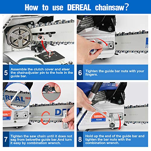 DEREAL Pro 62cc-Gas Chainsaw-20 Inch Bar Gasoline-Power Chain Saws 2-Cycle Automatic Chain Oiler Garden Tool for Trees Cutting Outdoor Home Farm Use