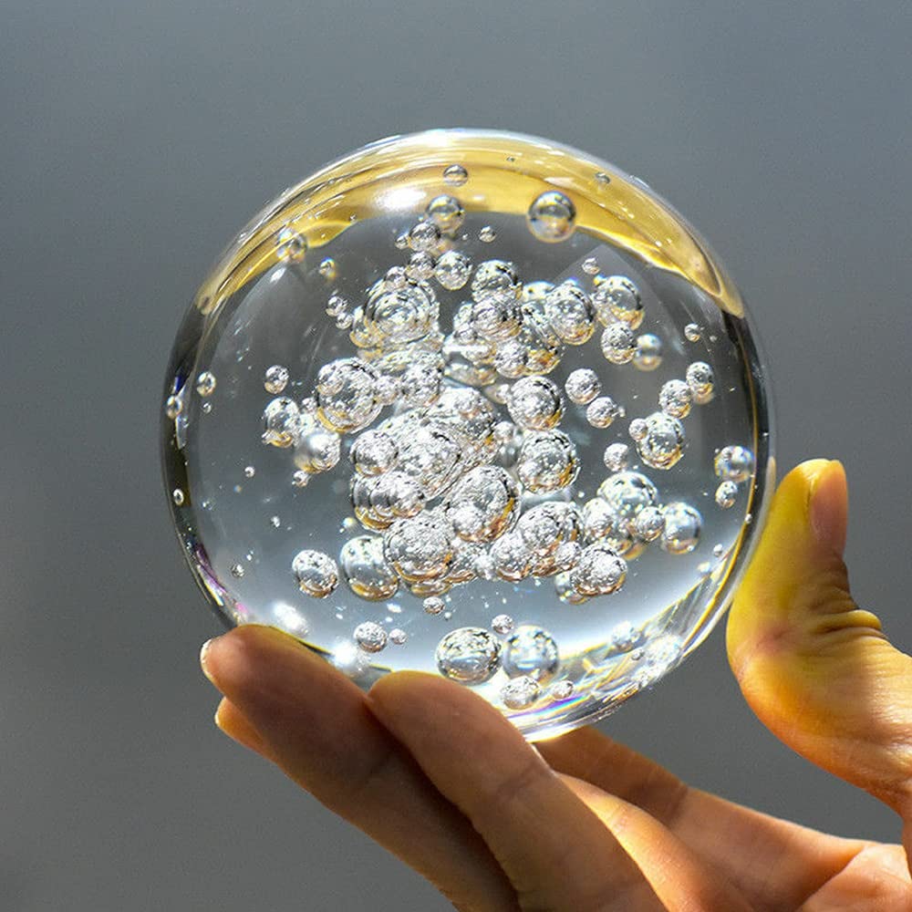 Hxscoo Clear Bubble Crystal Ball Home Office Desk Decoration Feng Shui Sphere Paperweight Photography Prop Magic Ball (Size : 40Mm)