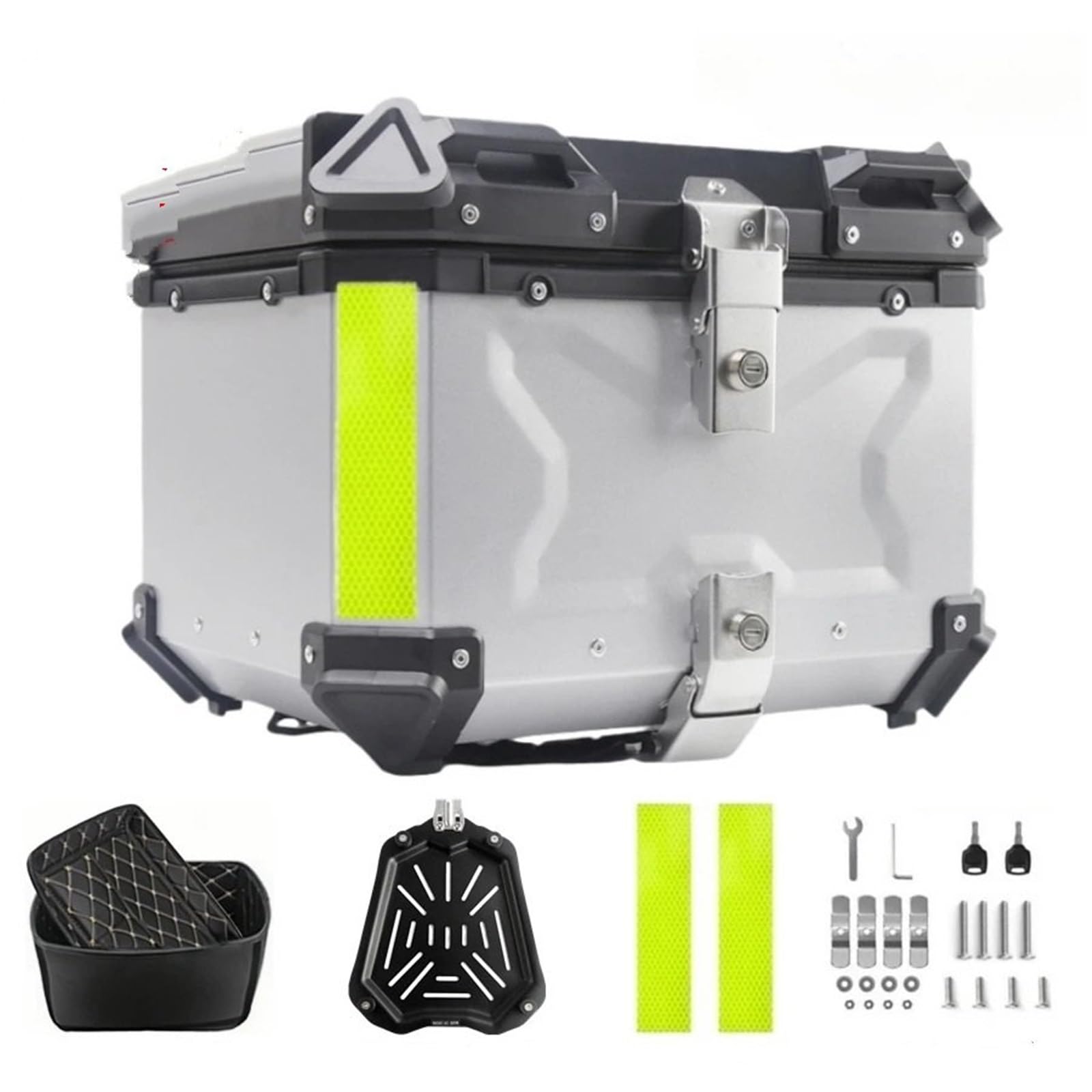 Baúl de motocicleta impermeable X-55L silver de aluminio contra la lluvia 8