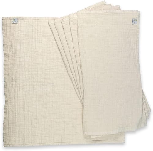OsoCozy Pañales de tela plana de muselina orgánica, hechos de algodón 100% orgánico de doble capa, ecológicos, suaves y absorbentes, paquete de 6.