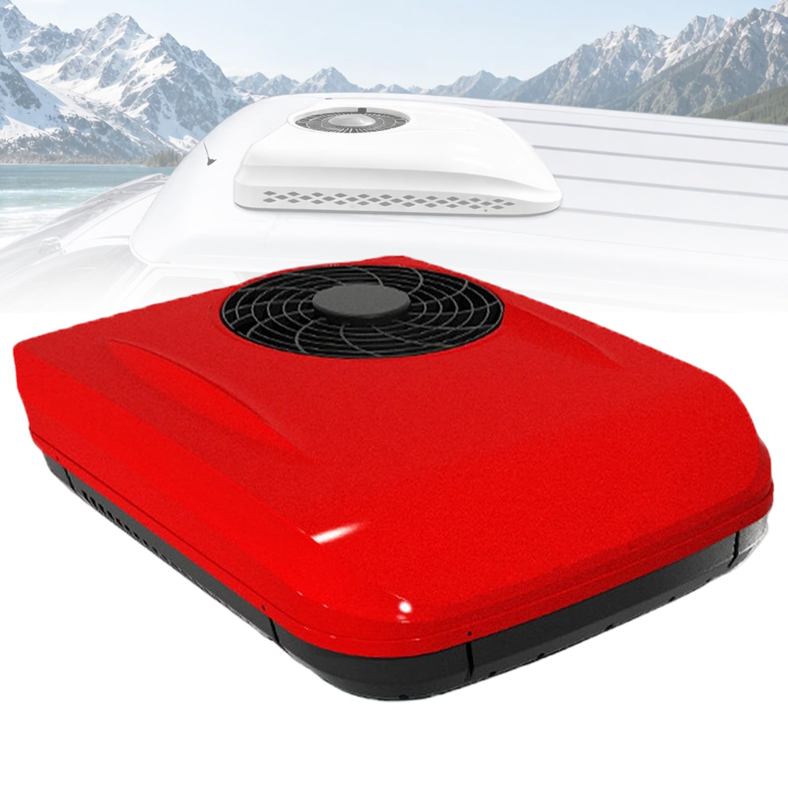 Rzythochron Rooftop Rv Air Conditioner With Cooling And Heating, 2-In-1 Rooftop Air Conditioner, Ultra-Quiet For Truck, Campers, Caravan,Trailers And Motorhome Red-12V