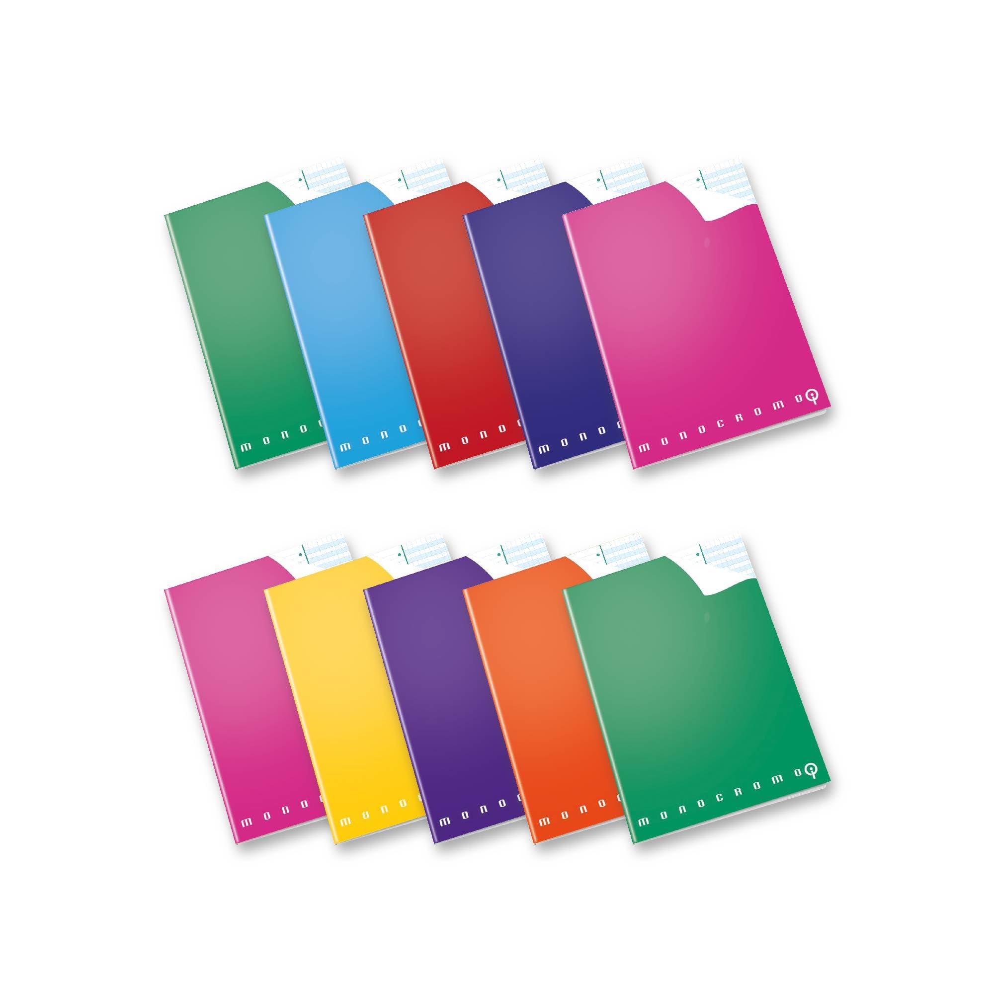Pigna, Maxi Monochrome Qi Notebook, Useful for Dyslexia Dyslexia Dysorthography Disaculia, 0Q, 5 mm Square with Margin, Pack of 10