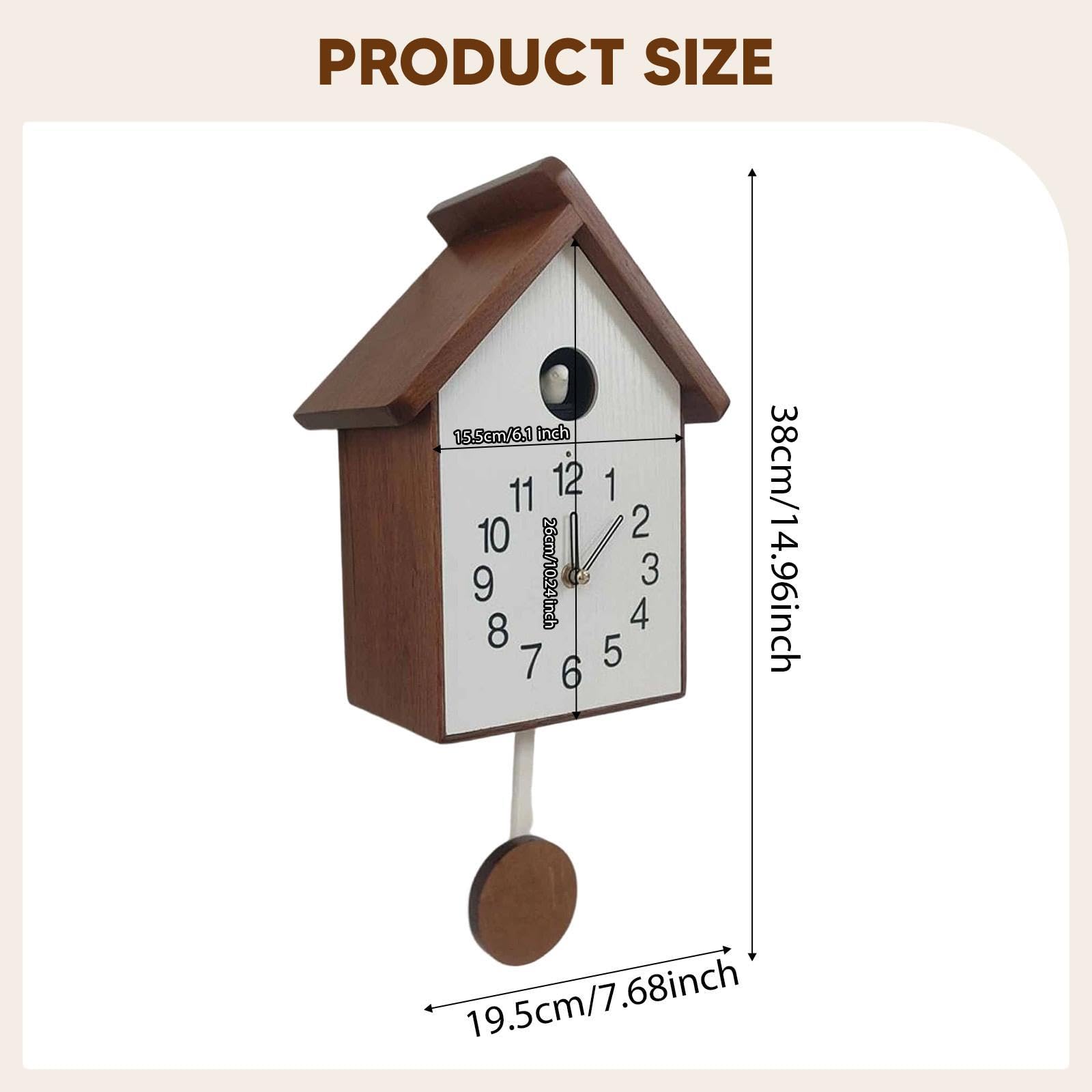 Reloj de con Péndulo para Decoración del Hogar, Reloj de Pared de Madera para Dormitorio