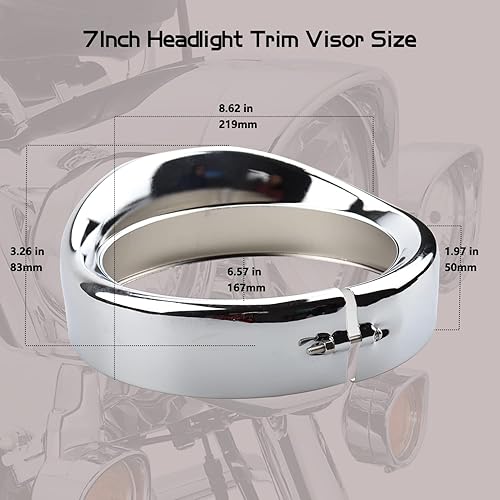 Miniatura 4 de MotoParAcc Luces de paso auxiliares de 4.5 pulgadas con diseño de visera cromada, anillos de ajuste para modelos de 1962 y posteriores equipados con