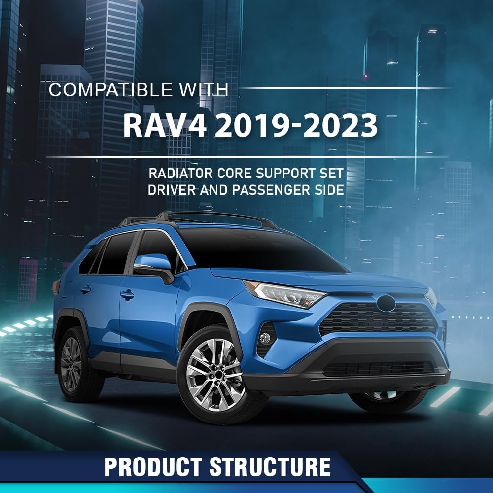 PIT66 Radiator Core Support Set Driver & Passenger Side Compatible with Toyota RAV4 2019-2023 5320242900, 5320342900, TO1225495, TO1225496