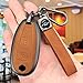 SANRILY Metal Leather 3 Button Key Fob Cover Fit for Suzuki Sx4 Swift Grand Vitara Baleno Kizashi Jimny Ignis Accessories Key Shell Case Keyless with Keychain Brown