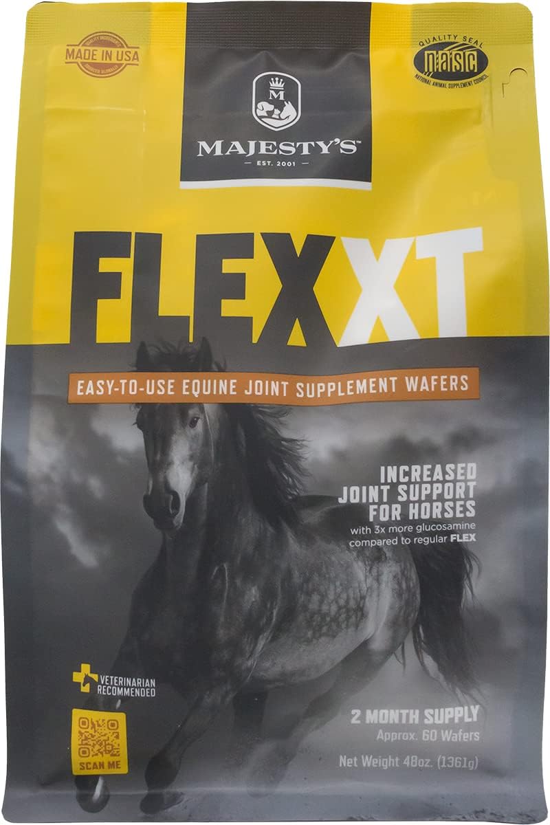 Majesty's Flex XT Wafers - Superior Horse / Equine Joint Support With Increased Supplement Levels - Glucosamine, MSM, Yucca, Vitamin C - 60 Count (2 Month Supply)