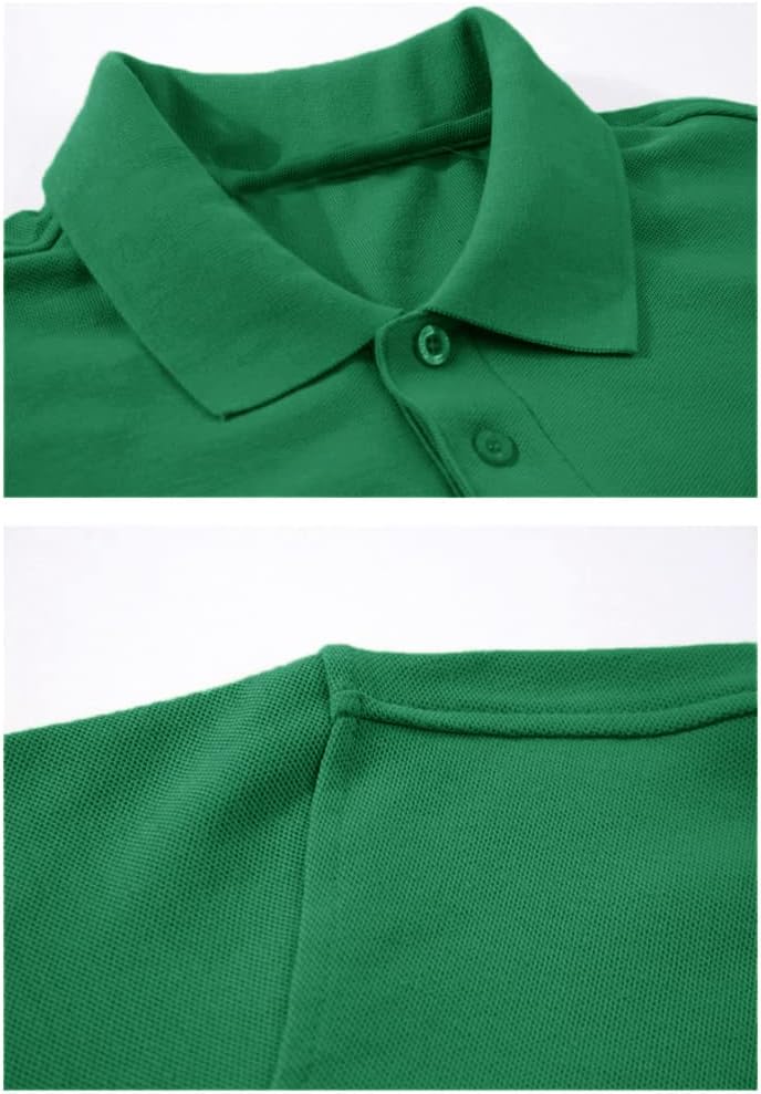 Men's Long Sleeve Polo Shirts Regular-Fit Cotton Golf Polo Shirts