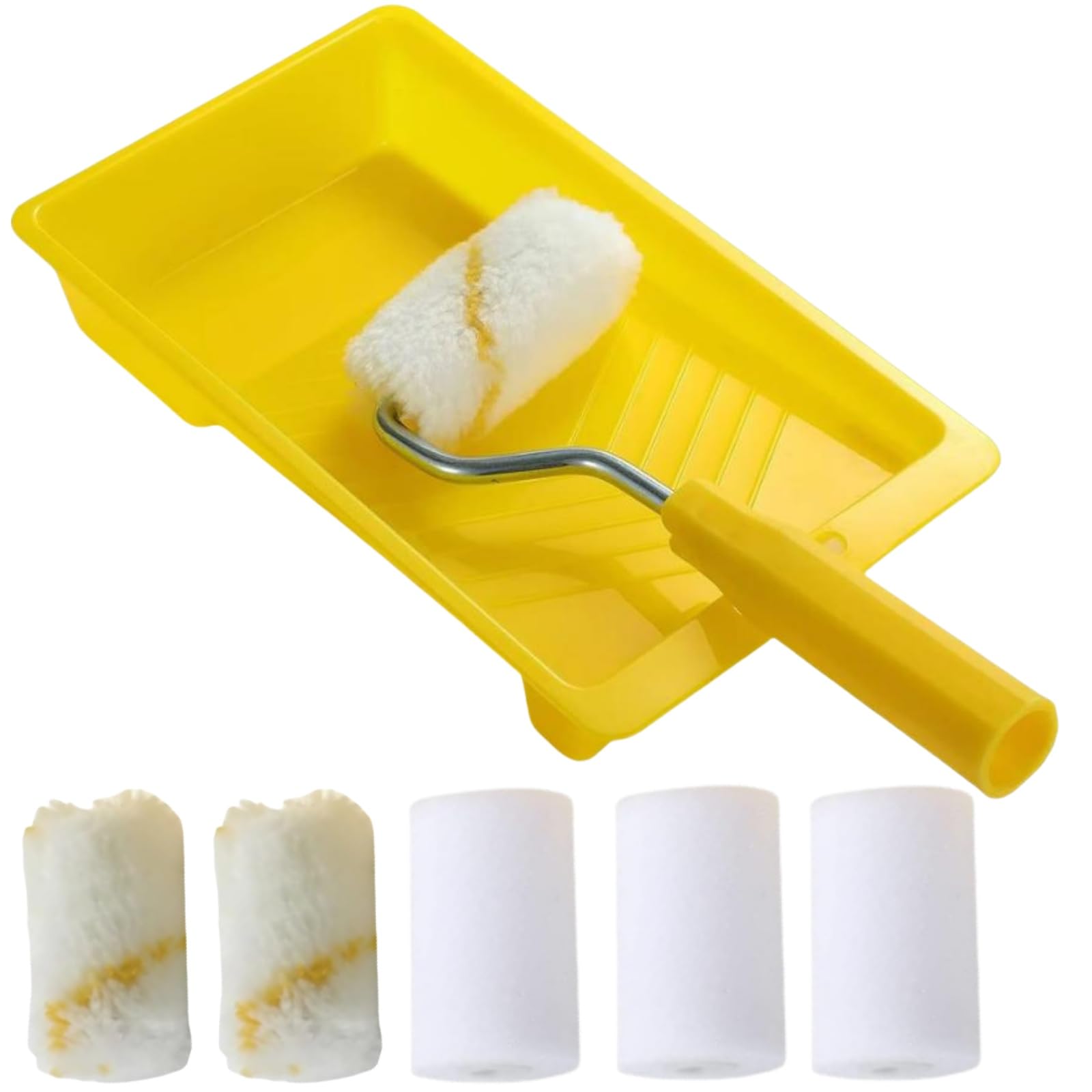 ZHIYUQL® 20 Stk. klein schuimverfrolset met verfrolbeugel, schuimrol 10 cm verfrol 4 inch schuimverfrolset mini verfrollen voor meubelschilderen en renovatie