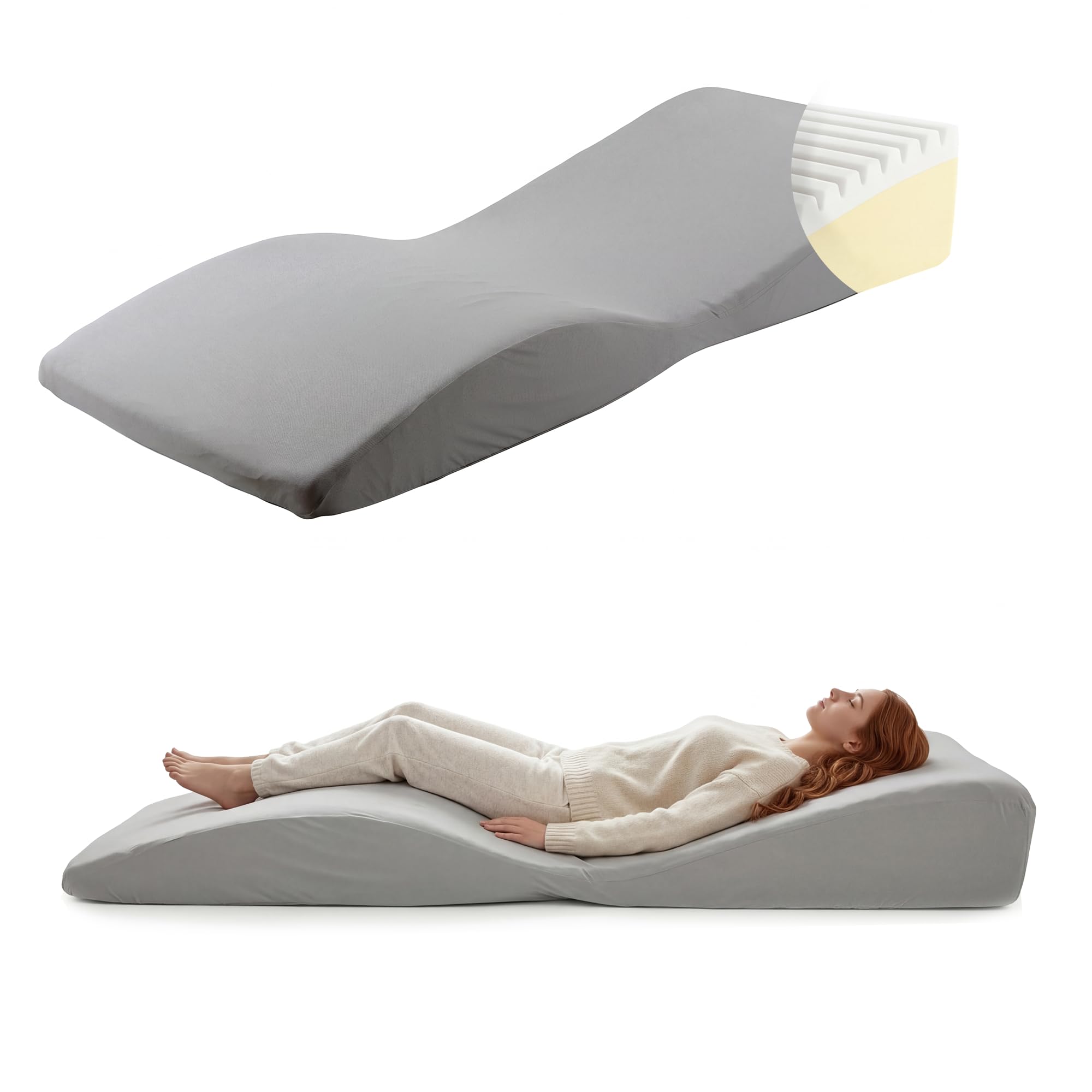 Conjunto de Almohadas Cuña para Cama, Colchón Cuña Corporal para Descanso y Recuperación, Almohadas de Espuma Postoperatorias para Reflujo Ácido, Ronquidos y Alivio del Dolor de Espalda