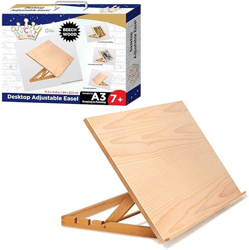 Lucky Crown US Art - Mesa de escritorio ajustable de madera, peso ligero, caballete con soporte fuerte