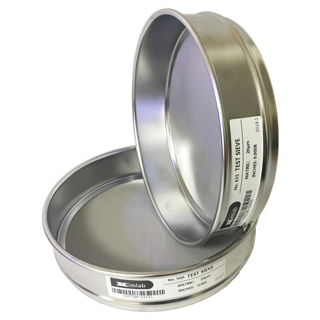 KimLab Economy Test Sieve #5000 / 1?m Mesh Size,304 Stainless Steel Wire Cloth, 8