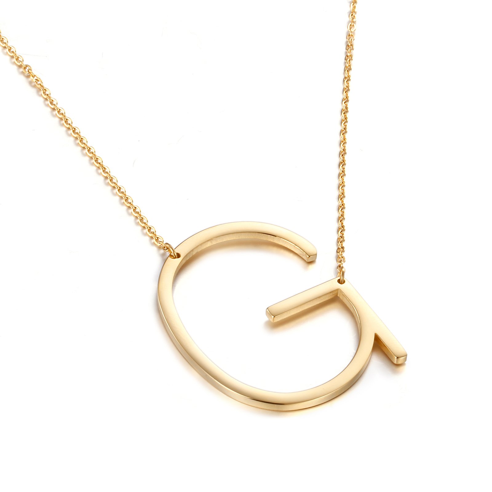 Memgift 𝐁𝐢𝐠 𝐋𝐞𝐭𝐭𝐞𝐫 𝐍𝐞𝐜𝐤𝐥𝐚𝐜𝐞 Stainless Steel Initial Pendant Best Friends Jewelry for 𝐖𝐨𝐦𝐞𝐧 Her Wedding Birthday Christmas Gifts