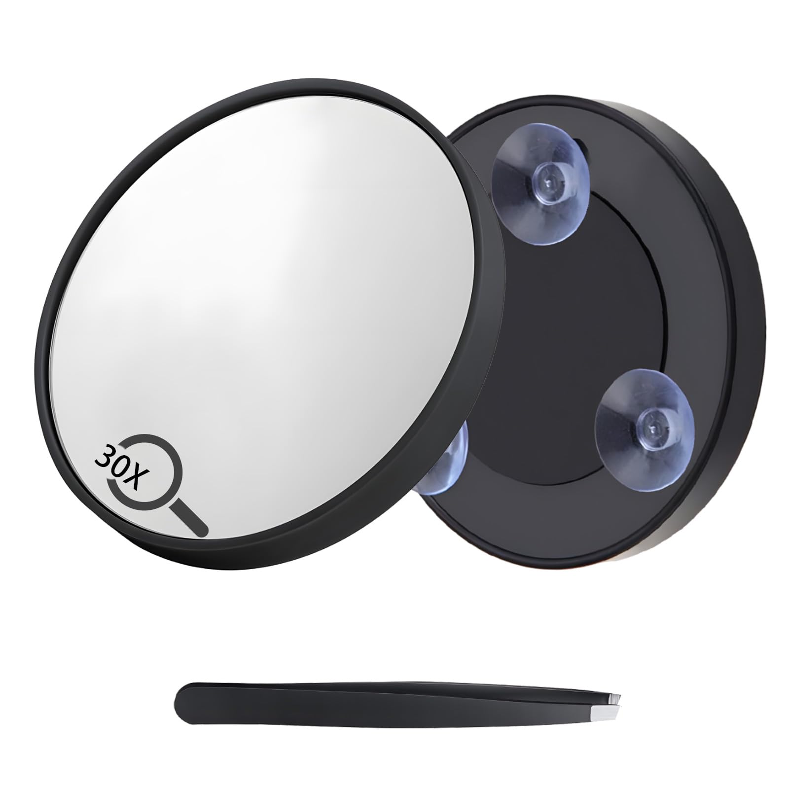 Rtyuio 30x Magnifying Mirror with Extra Strong Suction Cups & Precision Tweezers, Shatterproof Glass for Eyebrows Makeup