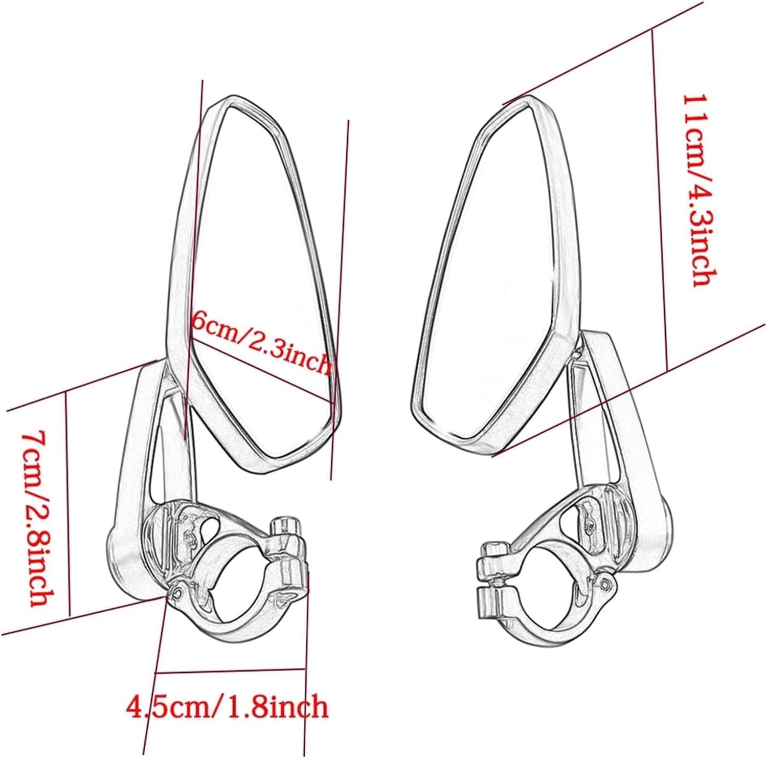 ハンドルバー ミラー 用 ニンジャ125/250/300/400/500/650/1000 ZX6R