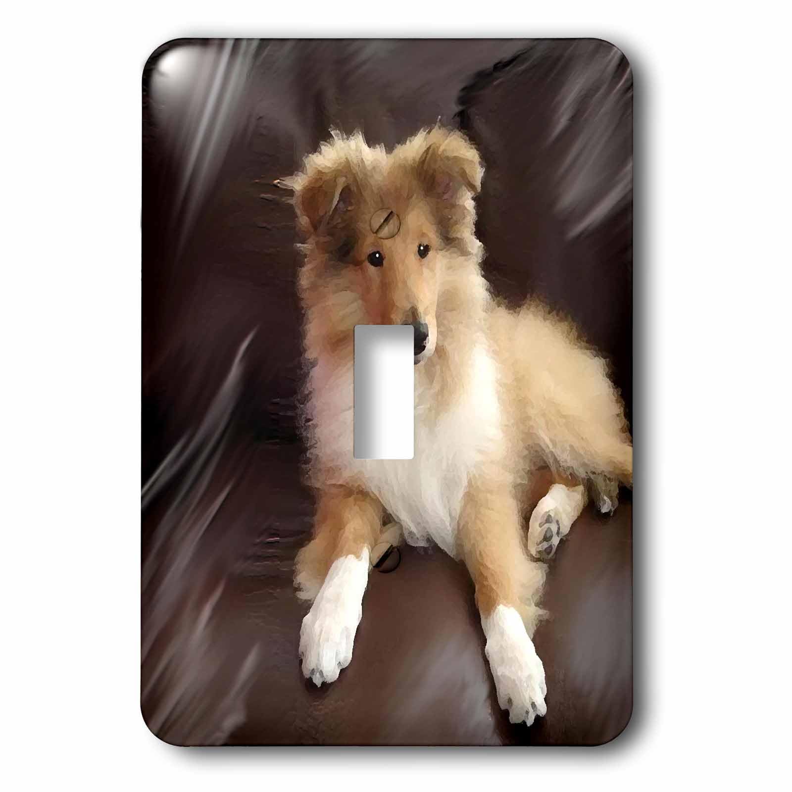 Interrupteur chiot Rough Collie pour remplacer une plaque murale jaunie et triste