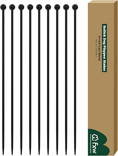 Miniatura 1 de FXW Estacas para corralito de perros de 24 pulgadas, varillas largas adicionales, poste de metal de repuesto para corralito de ejercicio para