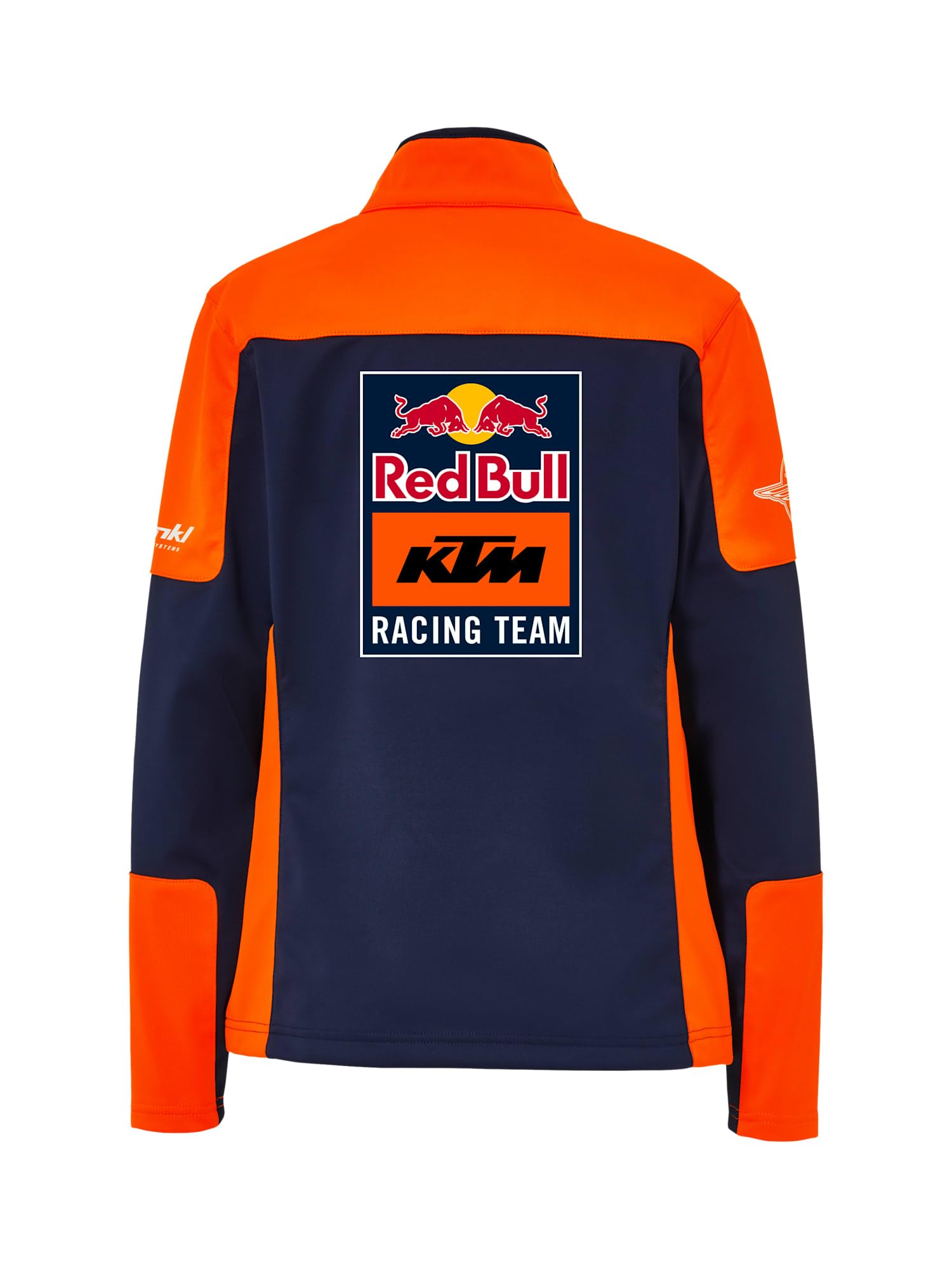 Red Bull ENERGY WEAR RB KTM Racing Replica Softshelljacke Damen Blau/Orange | Offizieller MotoGP Fanartikel - 100% Polyester - Rückenflock - Wasserabweisend - Windabweisend - 4-Wege-Dehnung - Motorsport